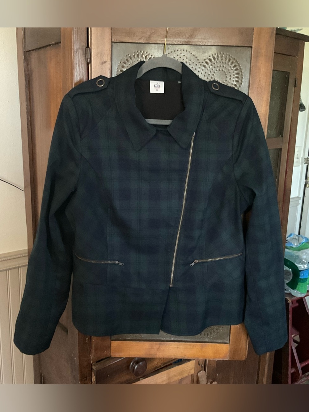 Cabi Plaid Asymmetrical Zipper Jacket 14